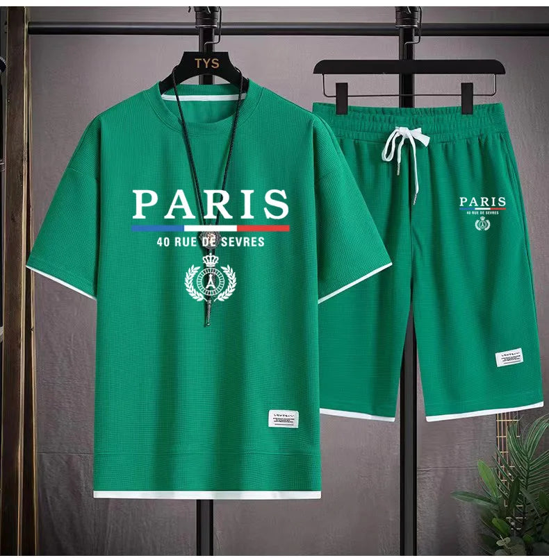 Men's T-Shirt and Shorts - Paris France Casual Set