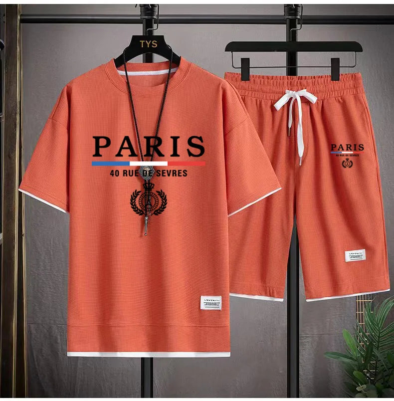 Men's T-Shirt and Shorts - Paris France Casual Set