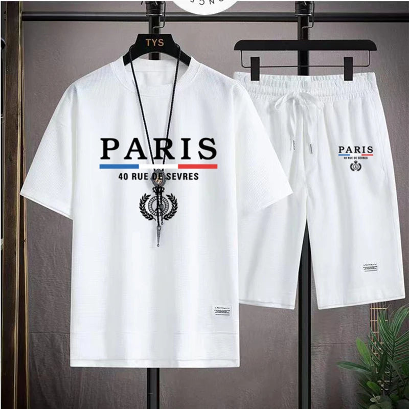 Men's T-Shirt and Shorts - Paris France Casual Set