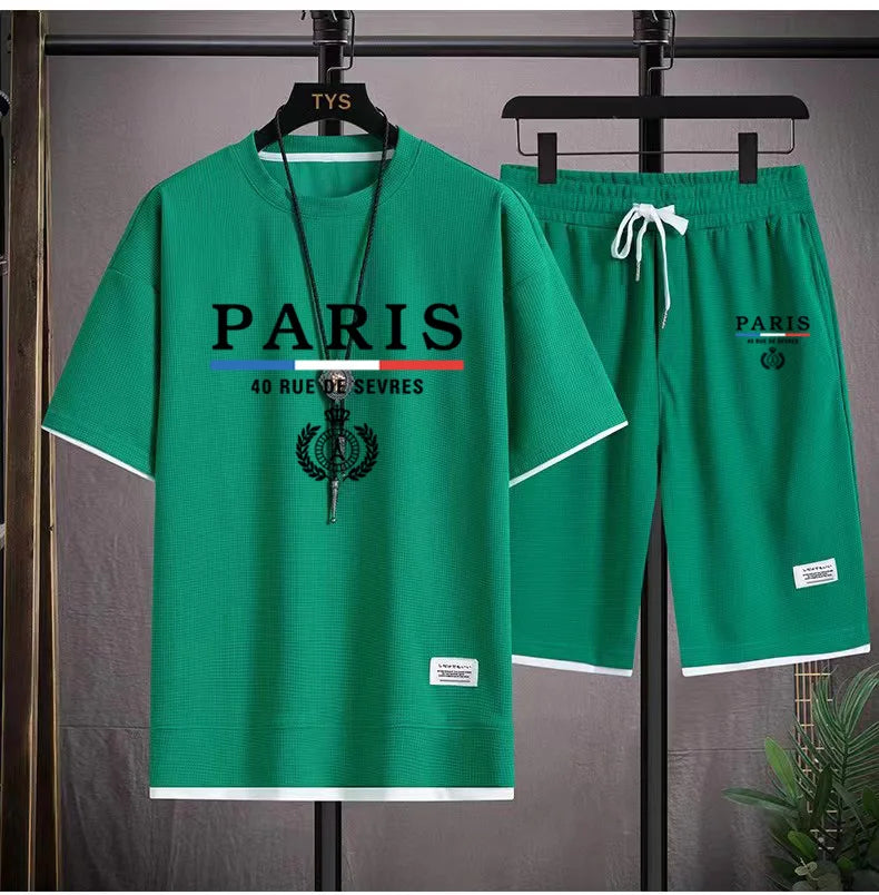 Men's T-Shirt and Shorts - Paris France Casual Set