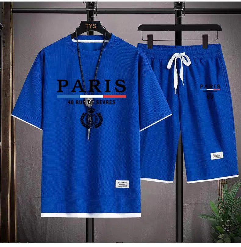 Men's T-Shirt and Shorts - Paris France Casual Set