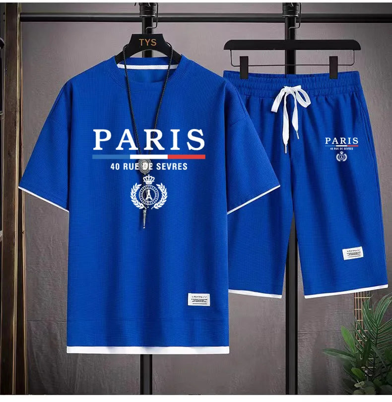 Men's T-Shirt and Shorts - Paris France Casual Set