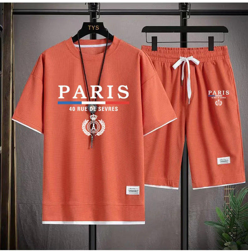 Men's T-Shirt and Shorts - Paris France Casual Set