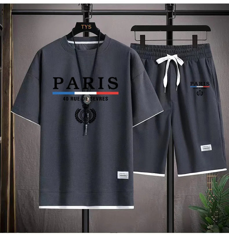 Men's T-Shirt and Shorts - Paris France Casual Set