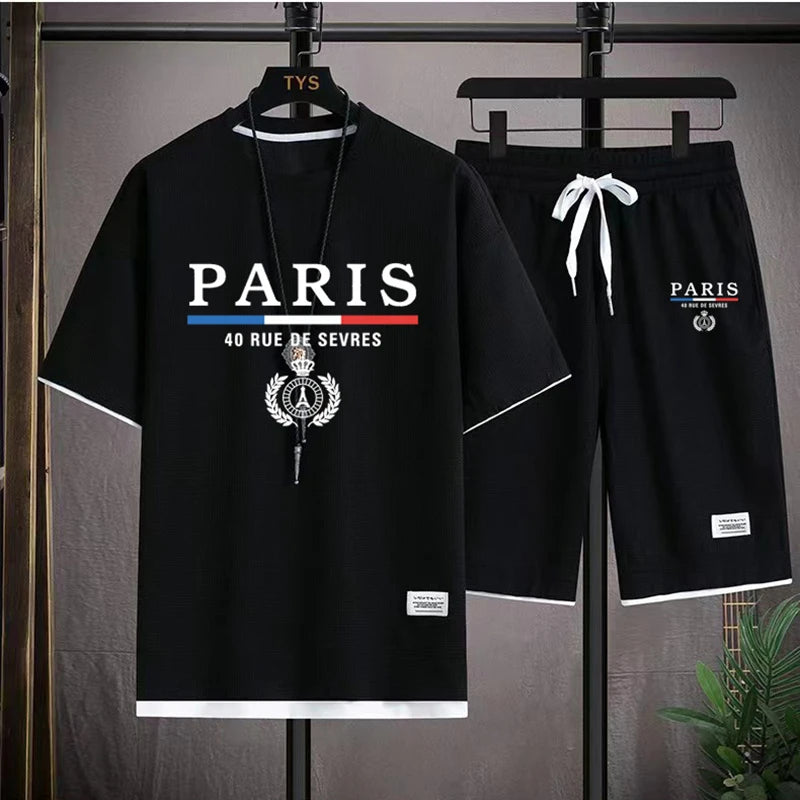 Men's T-Shirt and Shorts - Paris France Casual Set