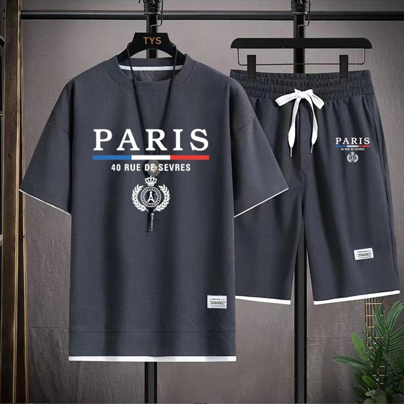 Men's T-Shirt and Shorts - Paris France Casual Set