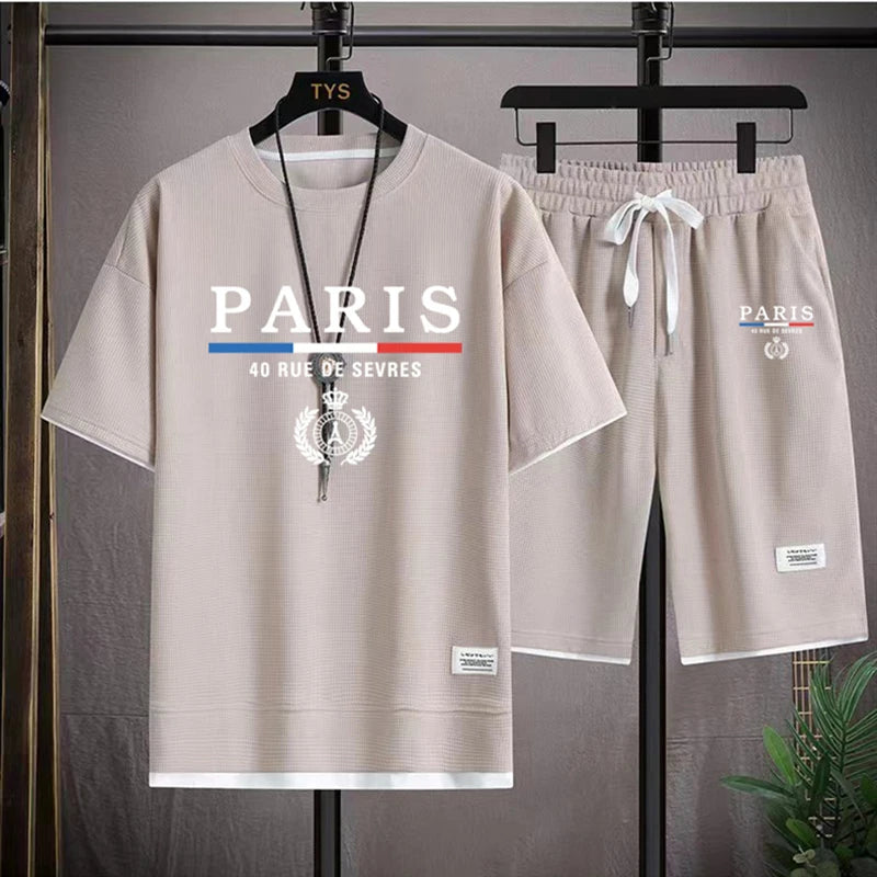 Men's T-Shirt and Shorts - Paris France Casual Set