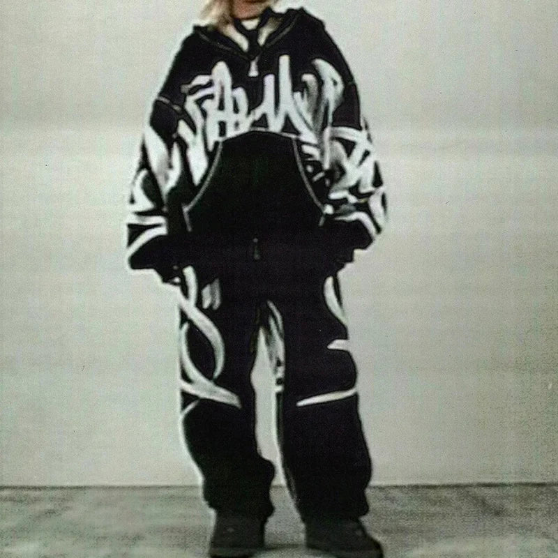 Women's Hooded Jacket and Sweatpants - Street Print