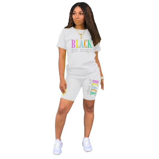 Women's T-shirts and Shorts - 'Black Girl Magic' Printed Sets