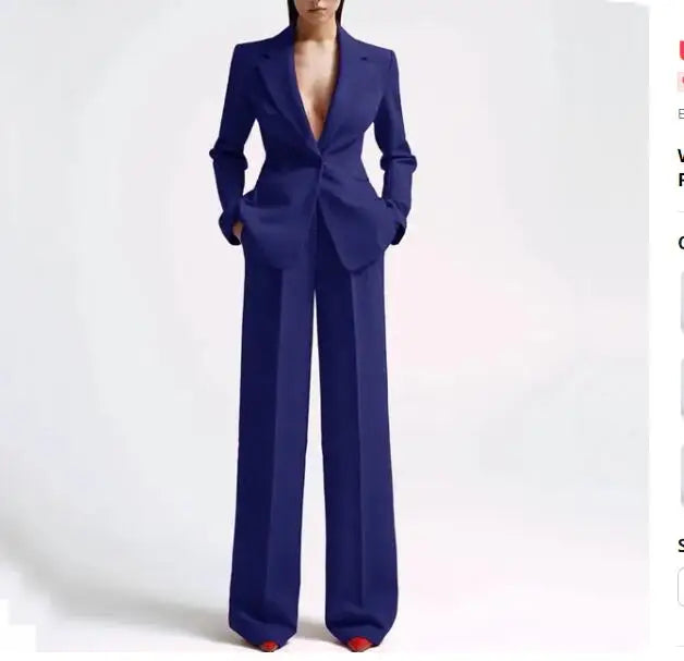 Women's Blazer and Wide Leg Pants Suit Sets