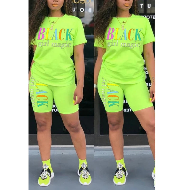 Women's T-shirts and Shorts - 'Black Girl Magic' Printed Sets