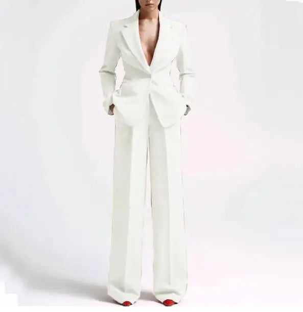 Women's Blazer and Wide Leg Pants Suit Sets