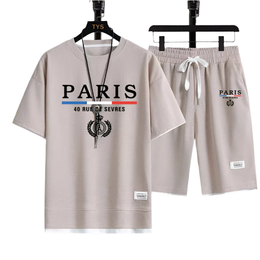 Men's T-Shirt and Shorts - Paris France Casual Set